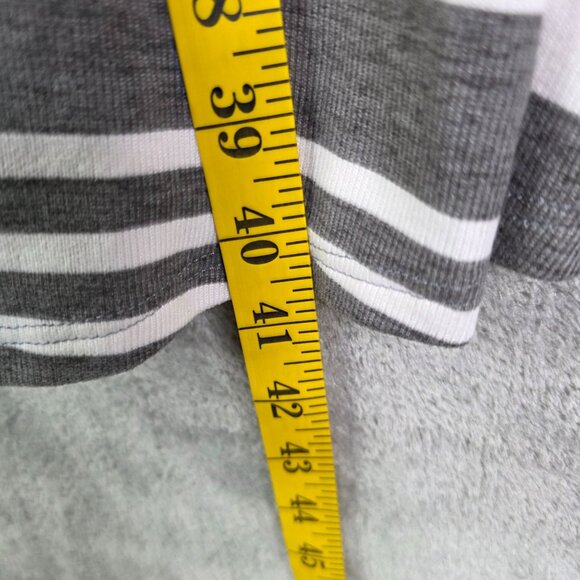 Womens LuLaRoe Gray & White Striped Emily Dress Long Sleeve V Neck Stretch L - Picture 7 of 8
